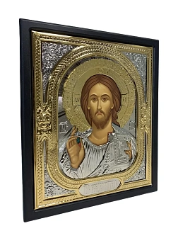 Икона в ризе 18х24 объемная, планшет, темпера, золочение, никель, упаковка