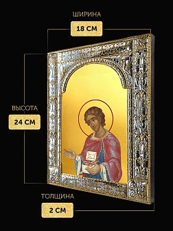 Икона Пантелеймон Целитель в ризе, 18x24 см