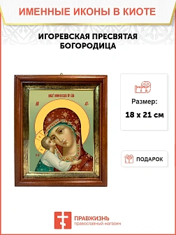 Икона Божией Матери Игоревская в киоте 18х21х4 см 1195