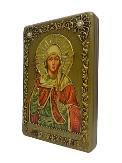 Подарочная икона "Святая мученица Виктория Кордувийская" на мореном дубе