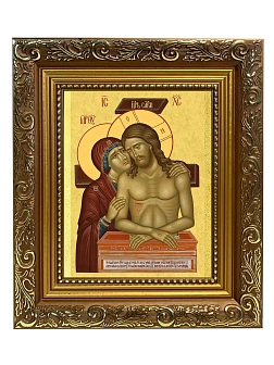 Икона Спаситель и Богородица Не рыдай Мене Мати, широкая рамка 19,5х22,5х2 см 1223