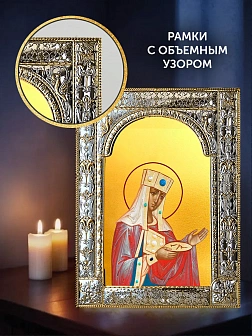 Икона Елена Царица в ризе и деревянном киоте, 33х27 см
