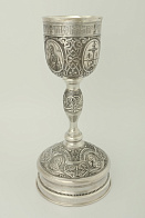 Потир 0.75л ручная гравировка, чеканка / штампованный поддон / серебро (УИН)