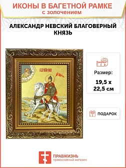 Икона "Александр Невский", св. блгв. кн., с золочением поталью, 09002-УЛ