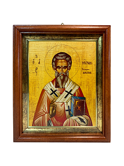 Икона Мирон Критский Святитель на холсте в киоте 175 Икона Мирон Критский Святитель на холсте в киоте 175