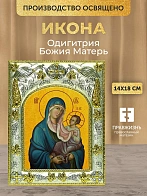Икона Одигитрия Божия Матерь в ризе, 18х14 см