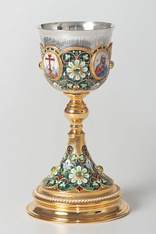 Потир 0.5л 4-финифти, филигрань, эмаль / золочение / серебряный стакан (УИН)