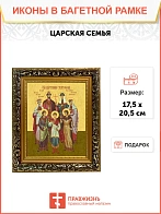 Икона Царская семья, узкая рамка 17,5х20,5х2 см 001