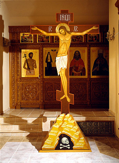 Крест писаный с Распятием и Голгофой (крест 180 см + голгофа резная 60 см)