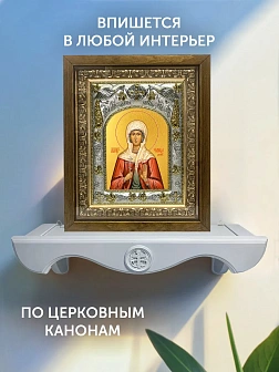 Икона Стефанида Дамасская в ризе и деревянном киоте, 26х22 см
