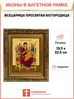 Икона Божией Матери Всецарица, широкая рамка 19,5х22,5х2 см 054