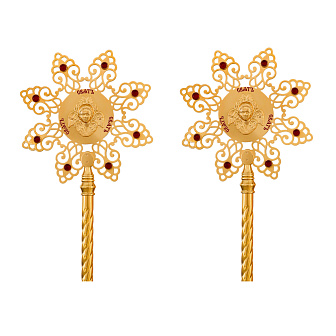 Рипида №23 выпиловка гравировка камни эмаль золочение (пара)