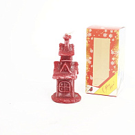 Свеча формовая Рождественская Домишко с трубой, КРАСНАЯ