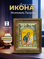 Икона Иезекииль Пророк в ризе и деревянном киоте, 26х22 см
