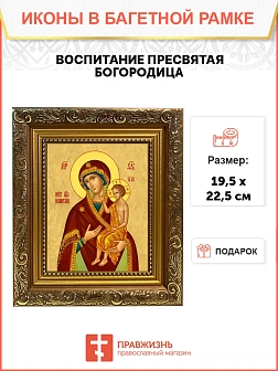 Икона Божией Матери Владимирская, широкая рамка 19,5х22,5х2 см 1171