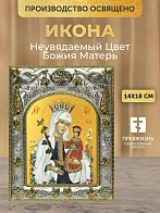 Икона Неувядаемый Цвет Божия Матерь в ризе, 18х14 см