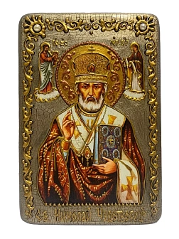 Настольная икона ''Святитель Николай, архиепископ Мир Ликийский (Мирликийский), чудотворец'' на море