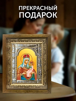 Икона Новодворская Божия Матерь в ризе и деревянном киоте, 33х27 см