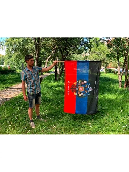 Флаг 073 Новороссия ДНР_Мы русские с нами Бог, 90х135 см, материал шелк для помещений