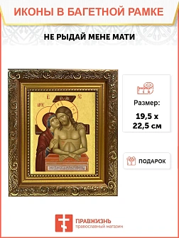 Икона Спаситель и Богородица Не рыдай Мене Мати, широкая рамка 19,5х22,5х2 см 1223