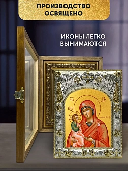 Икона Гребневская Божия Матерь в ризе и деревянном киоте, 26х22 см