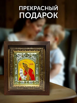 Икона Захария Праведный в ризе и киоте под дерево, 27х23 см