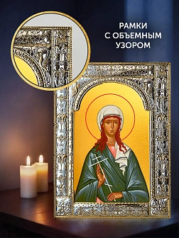 Икона Иулия Анкирская в ризе и деревянном киоте, 33х27 см