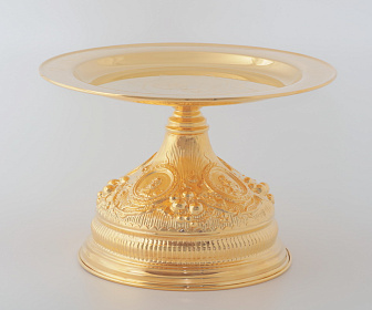 Дискос с поддискосником / ф240мм-потир 1, 0л / гальванопластика, ручная гравировка / золочение