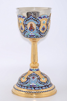 Потир 3.0л 4-финифти, филигрань, эмаль "№6" / золочение / мельхиоровый стакан