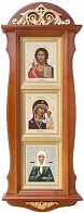 Киот тройной вертикальный Спаситель, Казанская, блаженная Матрона Московская