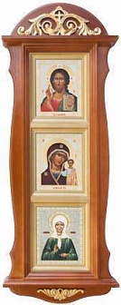 Киот тройной вертикальный Спаситель, Казанская, блаженная Матрона Московская