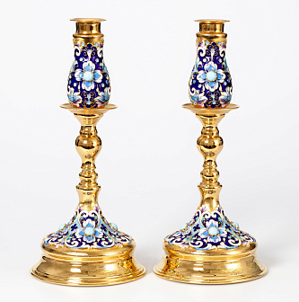 Подсвечник №13 / 2 свечи / роспись / золочение