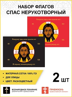 Набор флагов Спас Нерукотворный Поражу ненавидящих его разноцветный сетка 007