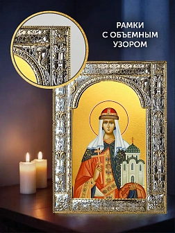 Икона Ольга Великая Княгиня в ризе и деревянном киоте, 33х27 см