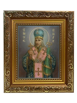 Икона Иоасаф Белгородский святитель, широкая рамка 19,5х22,5х2 см 1218