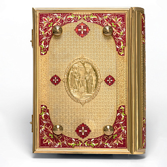 Евангелие 360*240 напрестольное №9 крышки золочение эмаль камни (с закладкой)