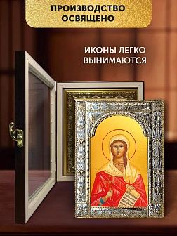 Икона Виктория Коринфская в ризе и киоте под дерево, 33х27 см