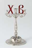 Подсвечник ХВ пасхальный с эмалью никель №4 Подсвечник ХВ пасхальный с эмалью никель №4