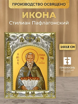 Икона Стилиан Пафлагонский в ризе, 18х14 см