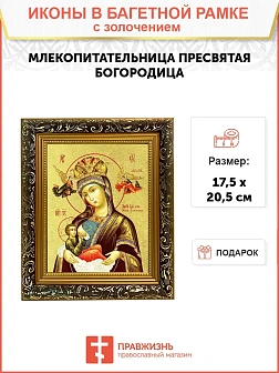 Икона Божией Матери "Млекопитательница" с золочением поталью, 03043-УЛ Икона Божией Матери "Млекопитательница" с золочением поталью, 03043-УЛ