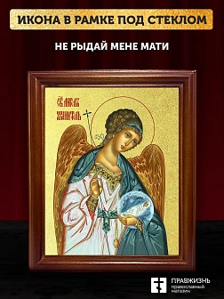 Икона Ангел Хранитель с золочением, деревянная рамка со стеклом 15х18х2 см 221