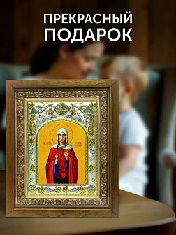 Икона Иулиания Птолемаидская в ризе и деревянном киоте, 26х22 см