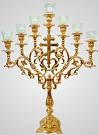 Семисвечник напрестольный с крестом золочение Семисвечник напрестольный с крестом золочение