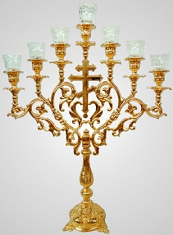 Семисвечник напрестольный с крестом золочение