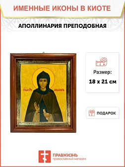 Икона Аполлинария преподобная в киоте 18х21х4 см 031