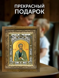 Икона Родион Апостол в ризе и деревянном киоте, 26х22 см
