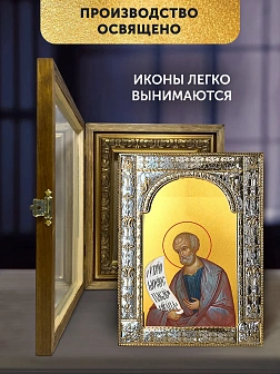Икона Гедеон Пророк в ризе и деревянном киоте, 33х27 см