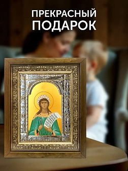Икона Серафима Римская в ризе и деревянном киоте, 33х27 см