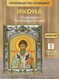 Икона Спиридон Тримифунтский в ризе, 18х14 см
