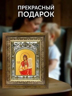 Икона Савел Персиянин в ризе и деревянном киоте, 26х22 см